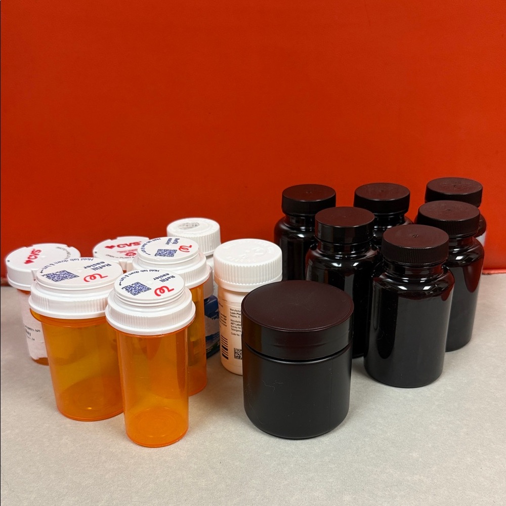 15 Assorted plastic Empty Medicine Storage Bottles